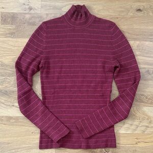 Marine Layer Maroon and Pink Turtleneck Sweater